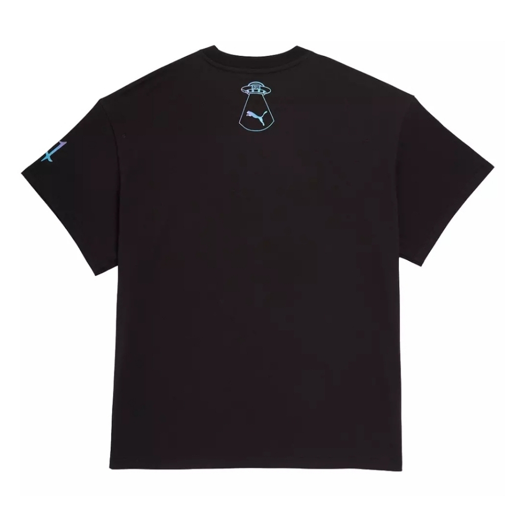 Puma Melo Reflections Black Graphic Tee with Pink/Blue Skull, NWT - Picture 2 of 4